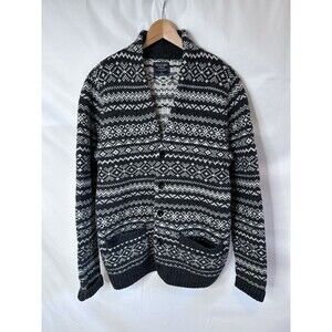 ABERCROMBIE & FITCH Men's grey Wool Cardigan Sweater Grandpa Core chunky NWOT